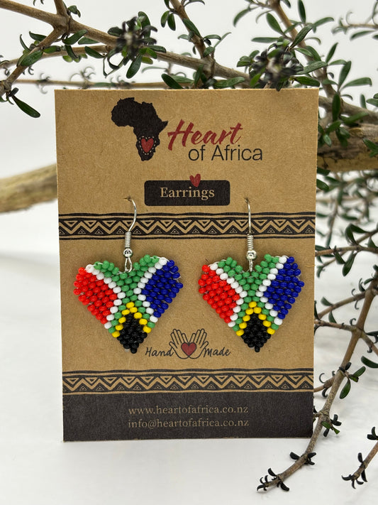 EARRINGS: South African Flag HEART